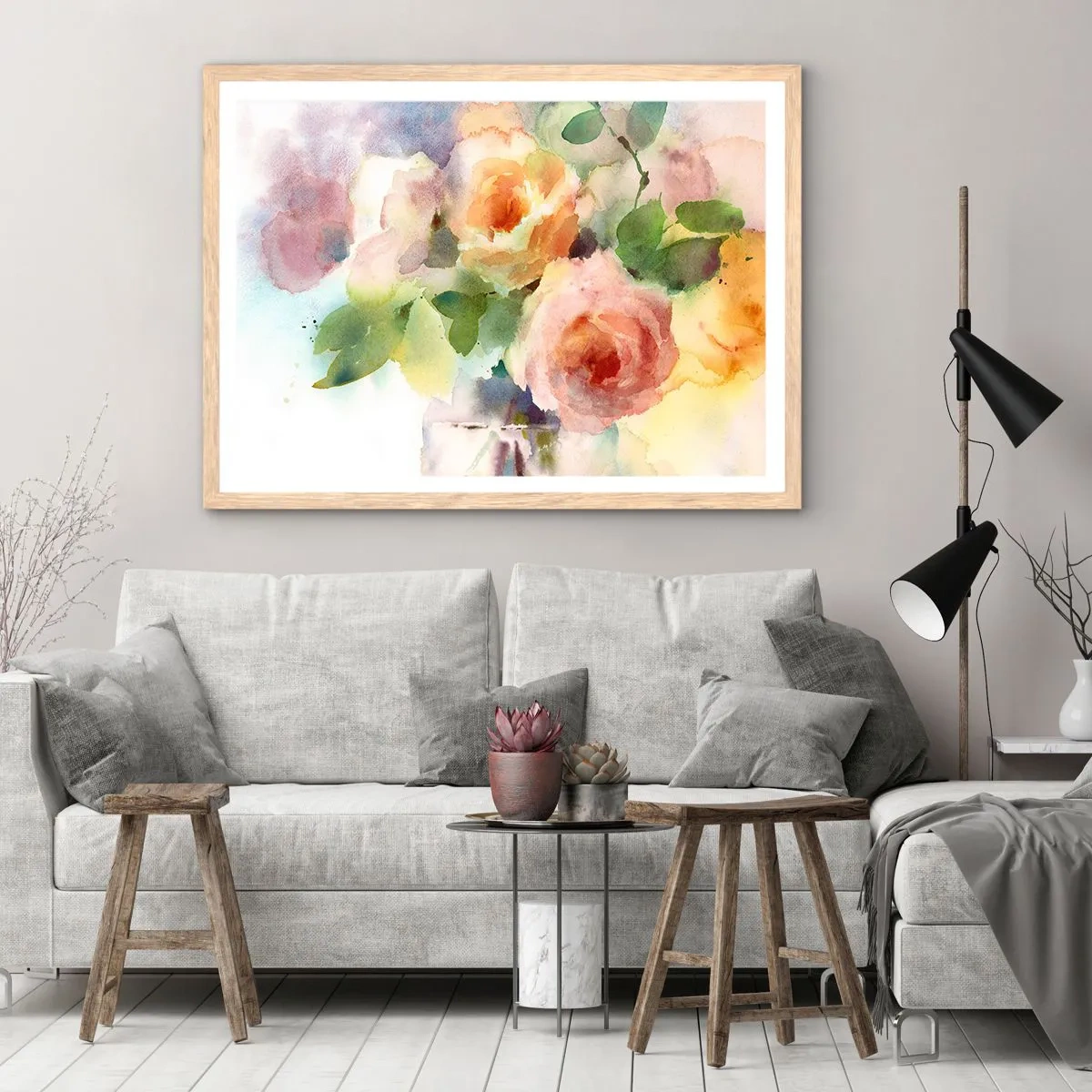 Affisch i ram av ljusek - Delikat som en akvarell - 91x61 cm