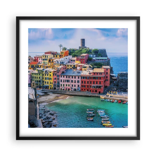 Affisch i svart ram - Magisk stad i Medelhavet - 50x50 cm