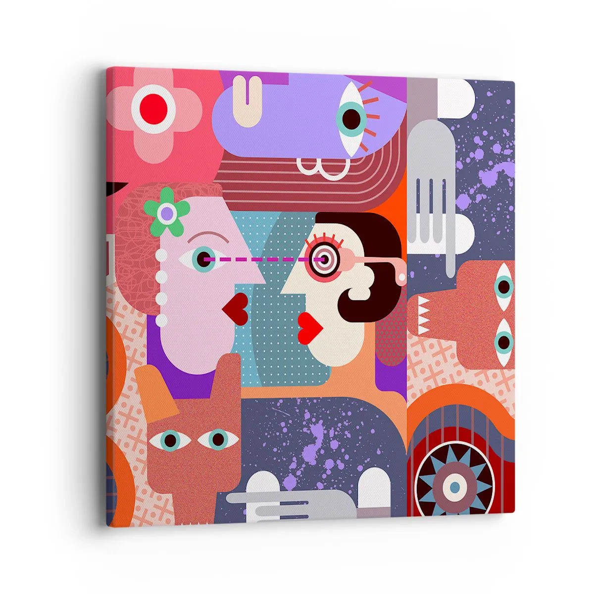 Canvastavla - Bild på duk - Öga mot öga  - 40x40 cm