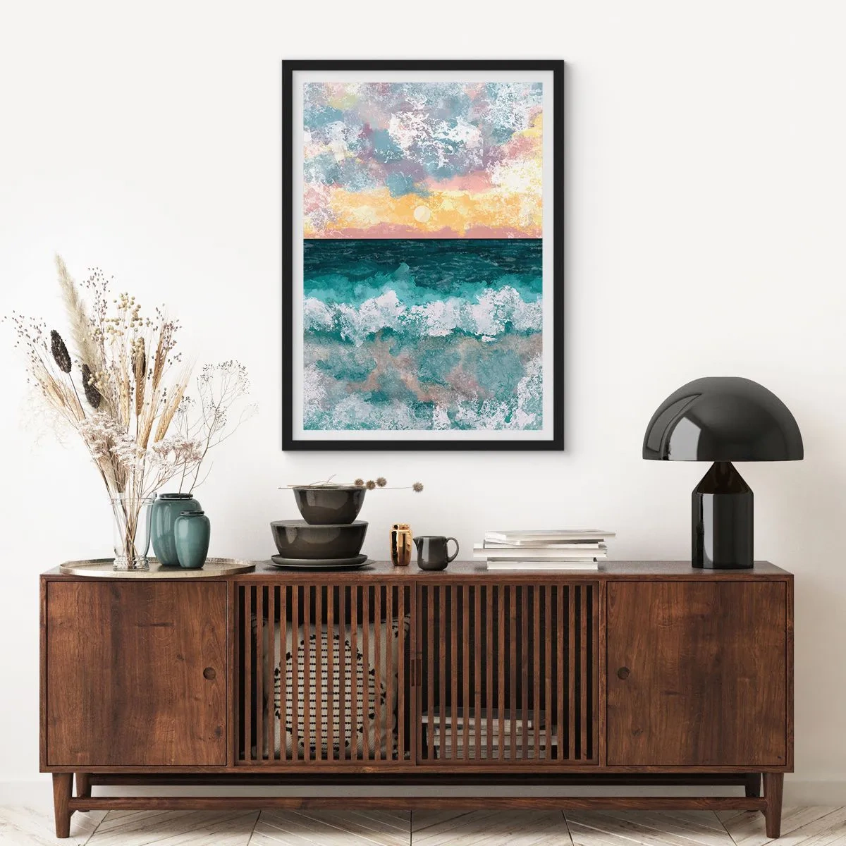 Affisch i svart ram - Vatten, ljus, luft - 40x50 cm