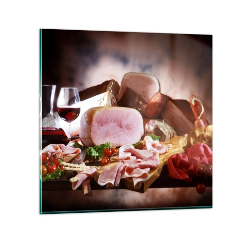 Glastavla - Bild på glas - Kulinarisk dröm med karaff - 30x30 cm