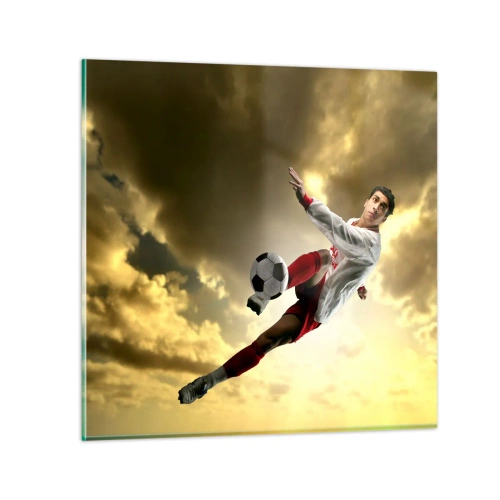 Glastavla - Bild på glas - Fotbollshimmel - 30x30 cm