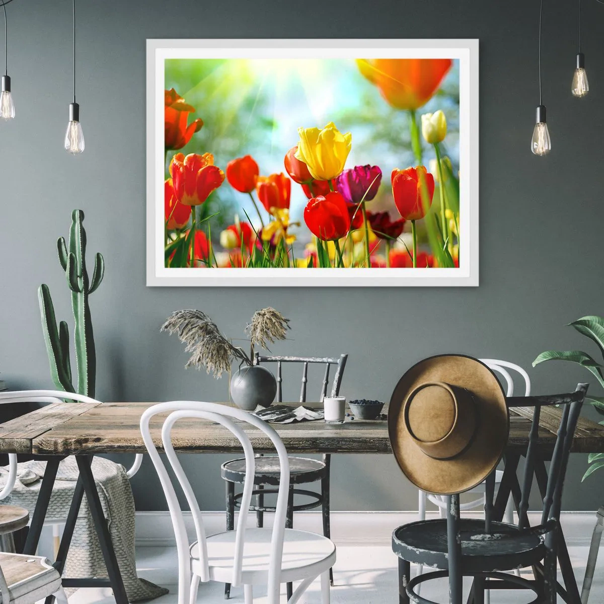 Affisch i vit ram - Solens alla färger - 100x70 cm