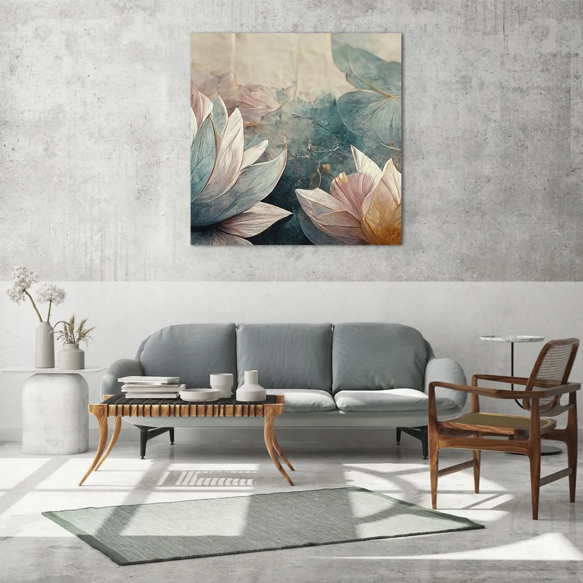 Glastavla - Bild på glas - Stjärnor i en sjö - 40x40 cm