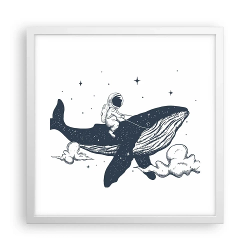 Affisch i vit ram - Rymdäventyr - 40x40 cm