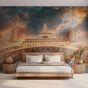 Självhäftande Fototapet Deluxe Sticker - Hur mänskligheten nådde himlen - Eiffeltornet, Arkitektur, Paris - 100x70 cm