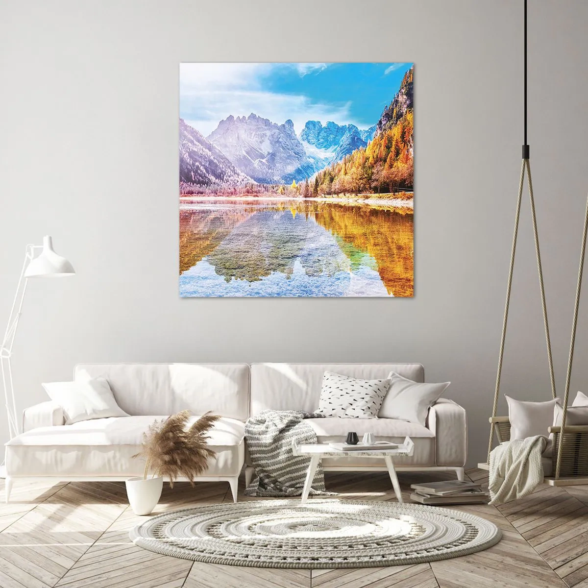 Canvastavla - Bild på duk - Det är redan höst i fjällen - 30x30 cm