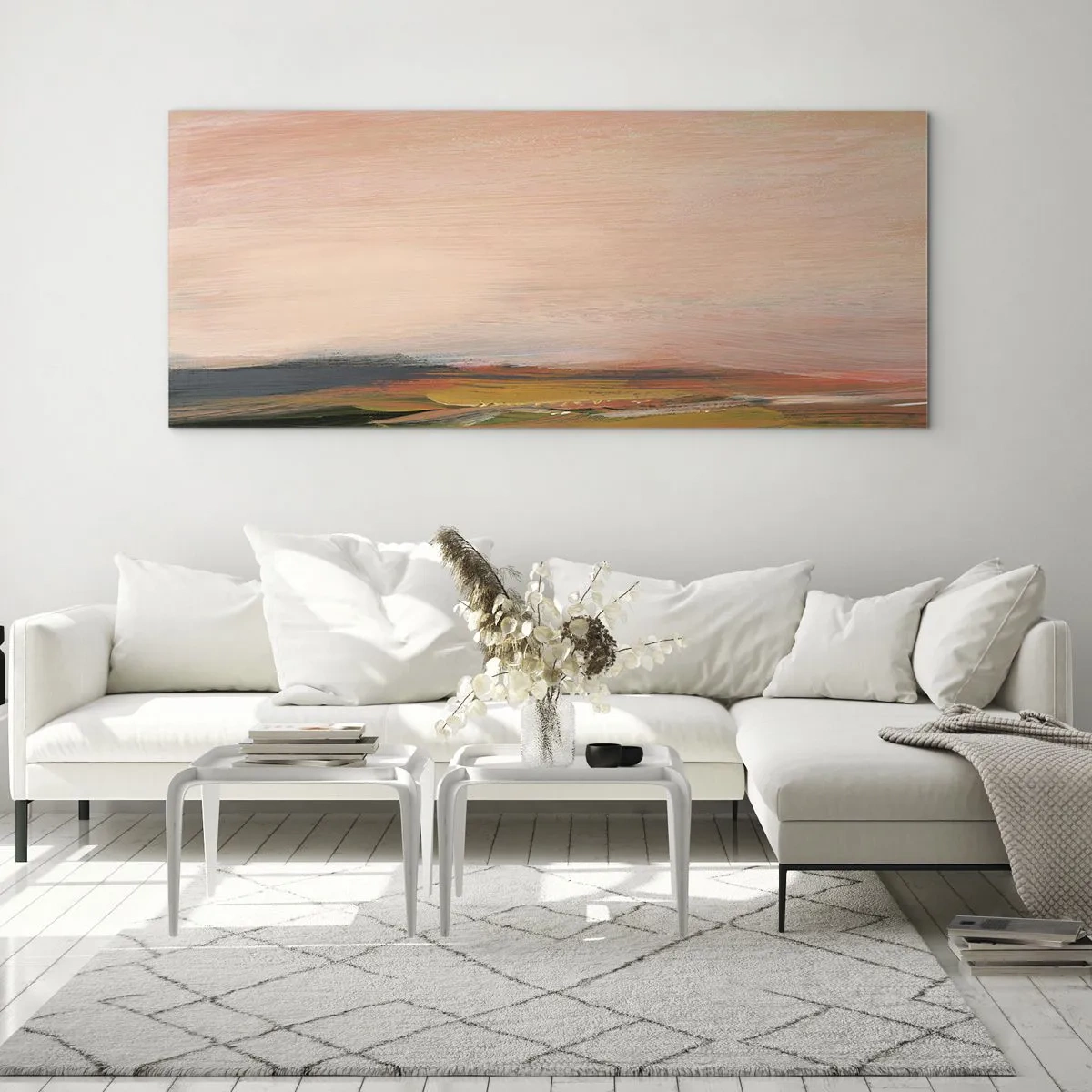 Glastavla - Bild på glas - I rosa - 100x40 cm