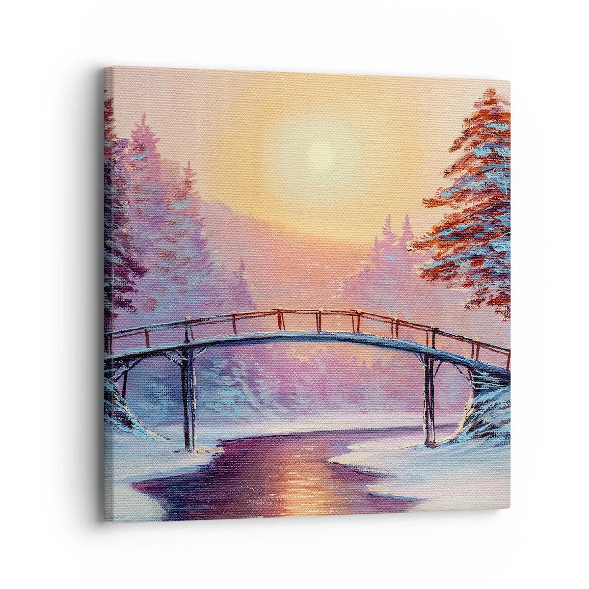 Canvastavla - Bild på duk - De fyra årstiderna - vinter - 30x30 cm
