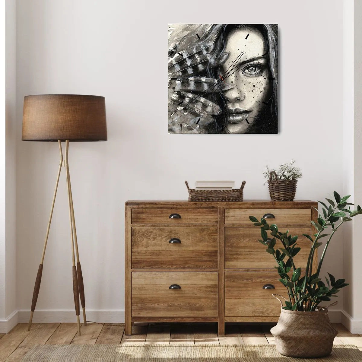 Väggklocka - Klocka på glas - Vild skönhet - 30x30 cm