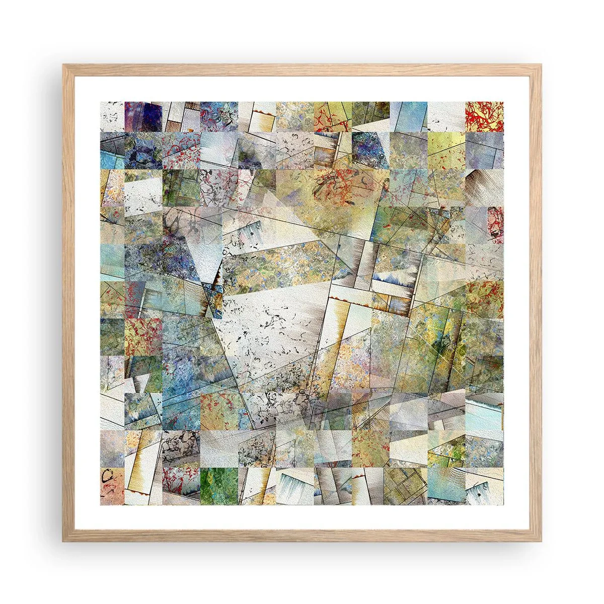 Affisch i ram av ljusek - Geometrisk omblandning - 60x60 cm