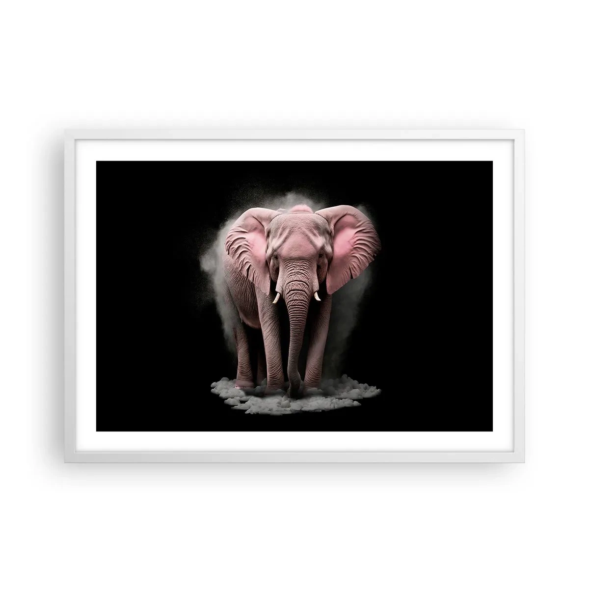 Affisch i vit ram - Tänk inte på en rosa elefant! - 70x50 cm