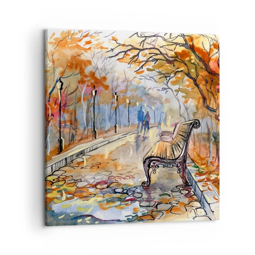 Canvastavla - Bild på duk - Vandra tillsammans mot hösten - 50x50 cm