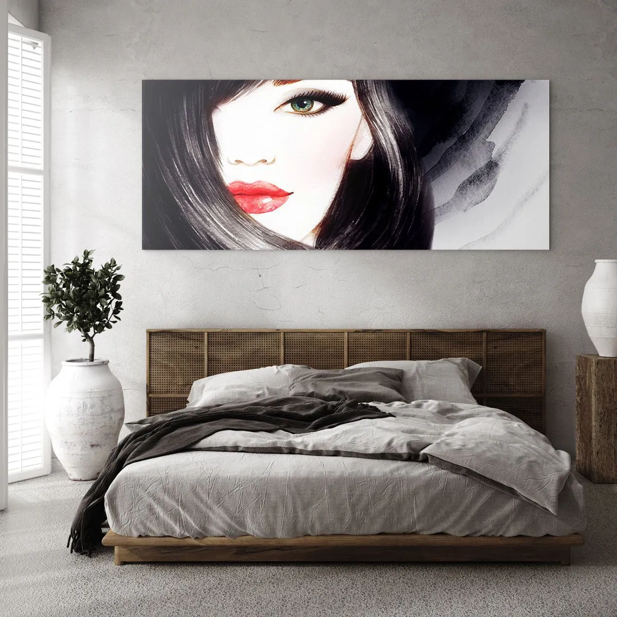 Glastavla - Bild på glas - Safirfärgad blick - 100x40 cm