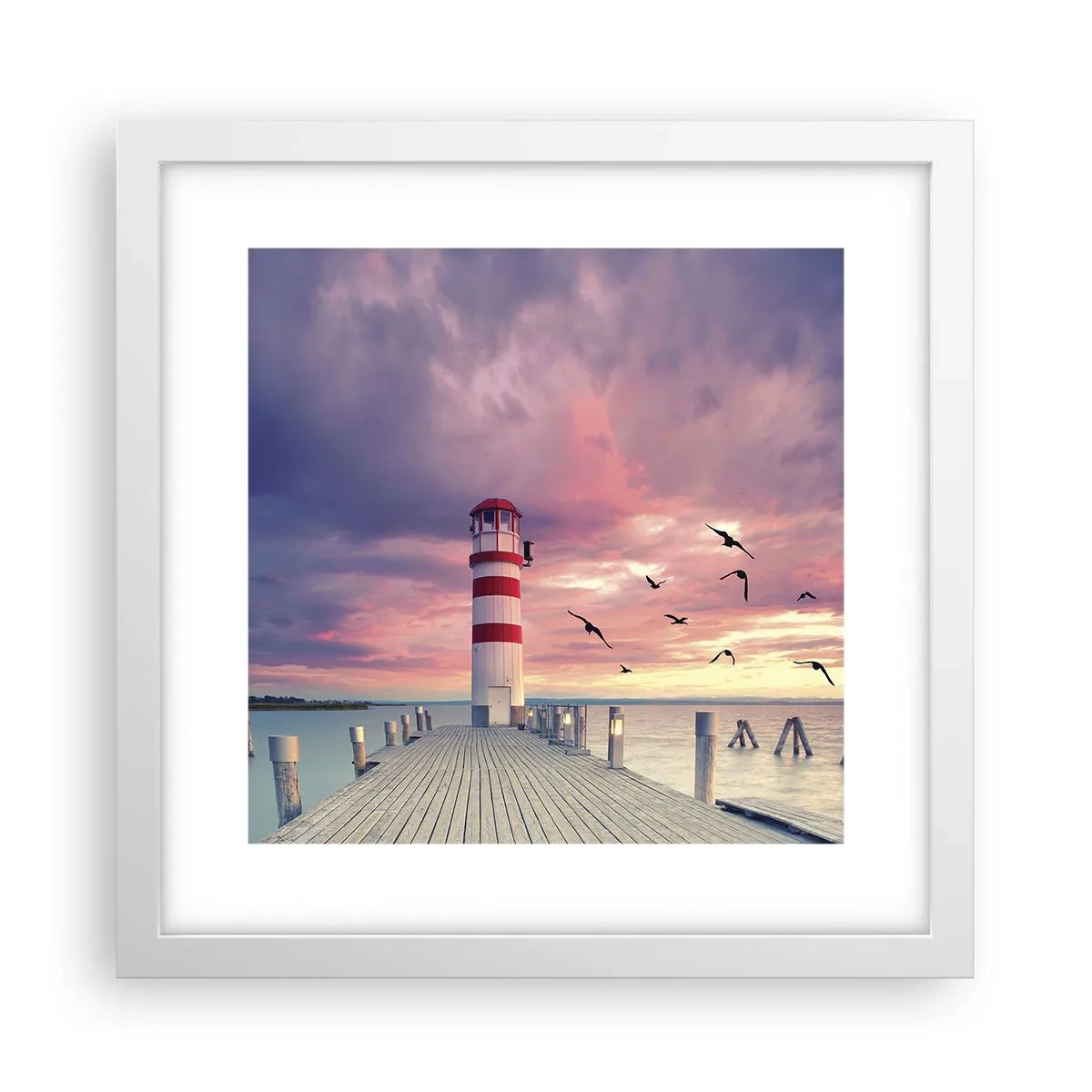 Affisch i vit ram - Dags att bege sig till hamnen - 30x30 cm