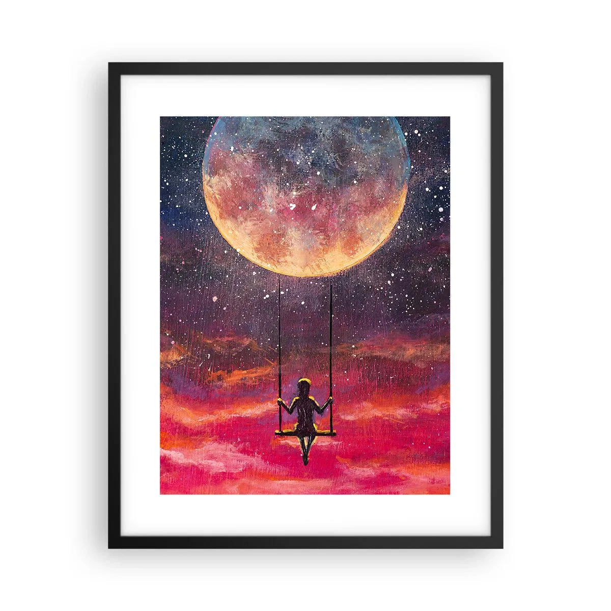 Affisch i svart ram - Sväva i molnen - 40x50 cm