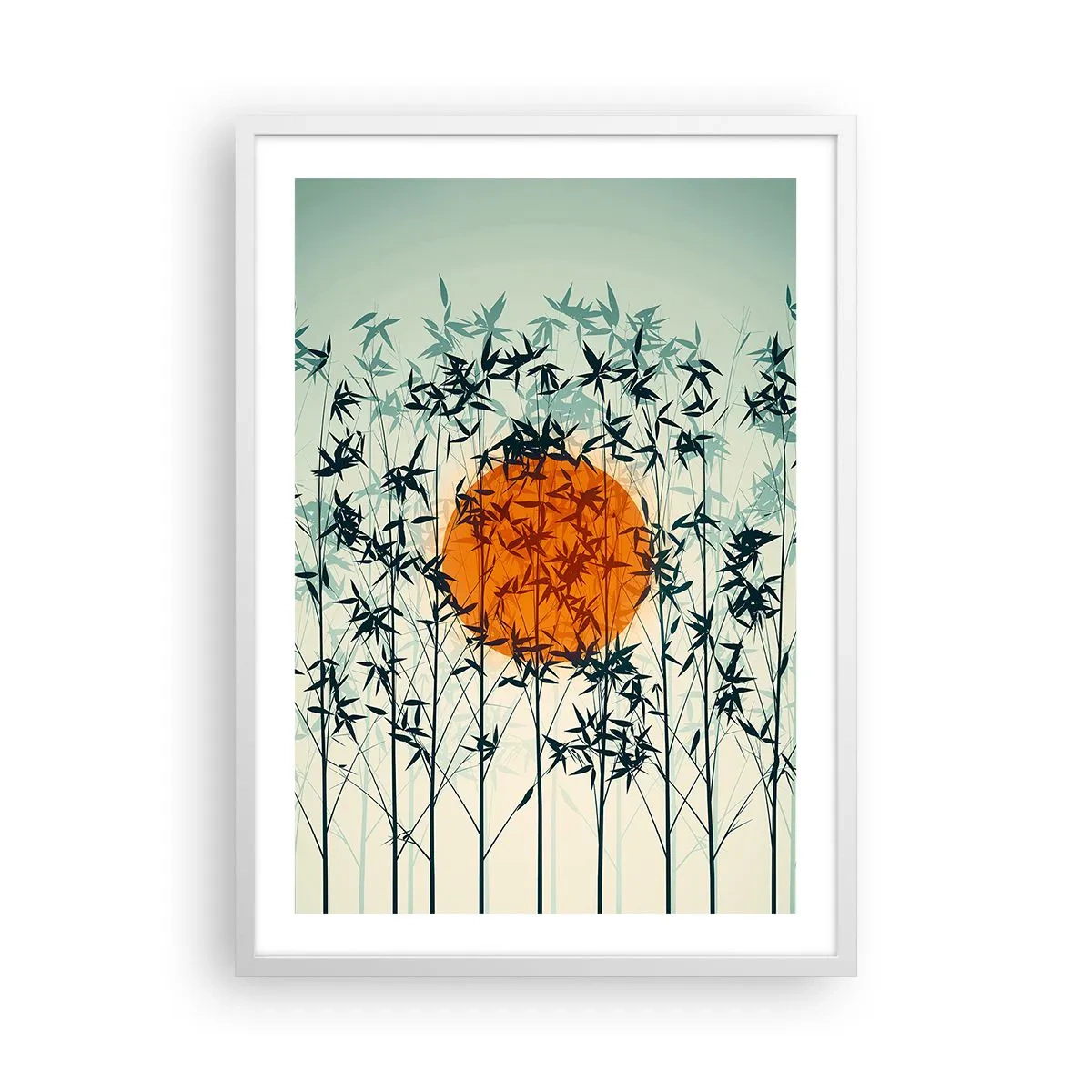Affisch i vit ram - Japansk sol - 50x70 cm