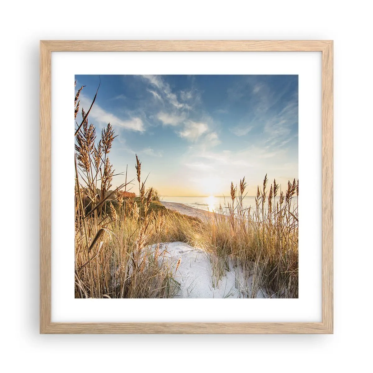 Affisch i ram av ljusek - Nordlig strand - 40x40 cm