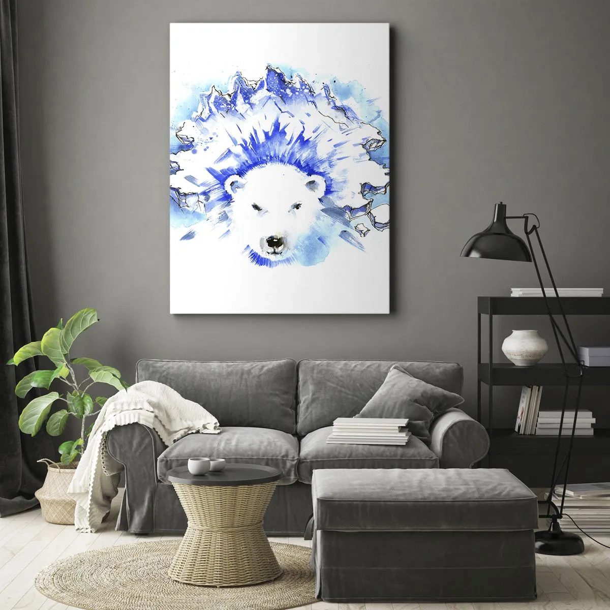 Canvastavla - Bild på duk - Arktis kung i iskrona - 65x120 cm