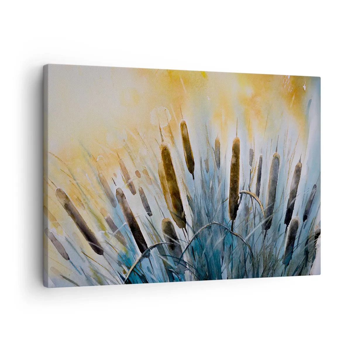 Canvastavla - Bild på duk - Pittoreska vass i solens strålar - 70x50cm - Vattnets kyla, solens hetta - Modern väggdekoration för vardagsrum och sovrum ARTTOR