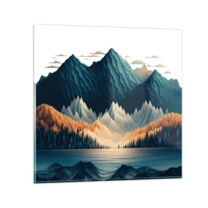 Glastavla - Bild på glas - Perfekt bergslandskap - 40x40 cm