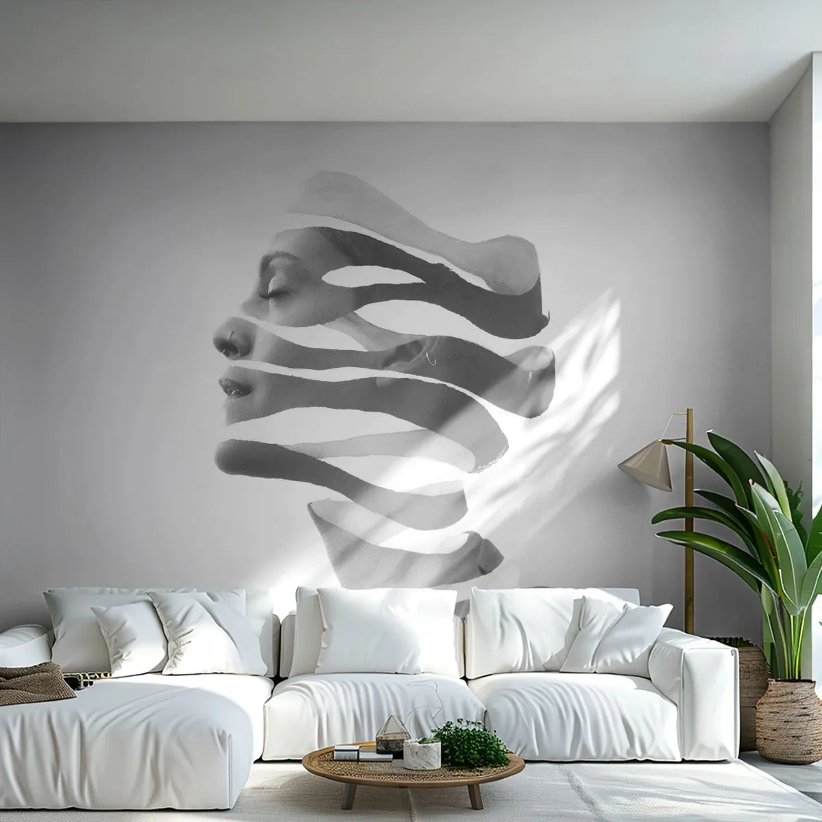 Självhäftande Fototapet Deluxe Sticker - Surrealistisk porträtt - Abstraktion, Bit, Kvinna - 250x175 cm