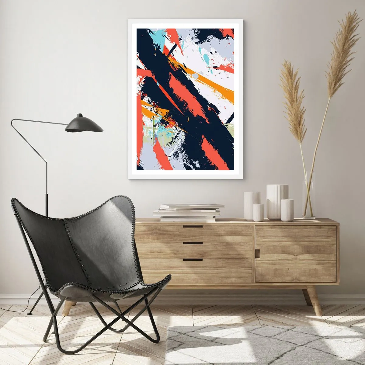 Affisch i vit ram - Dynamisk komposition - 70x100 cm