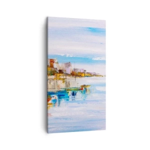 Canvastavla - Bild på duk - Flerfärgad urban hamn - 45x80 cm