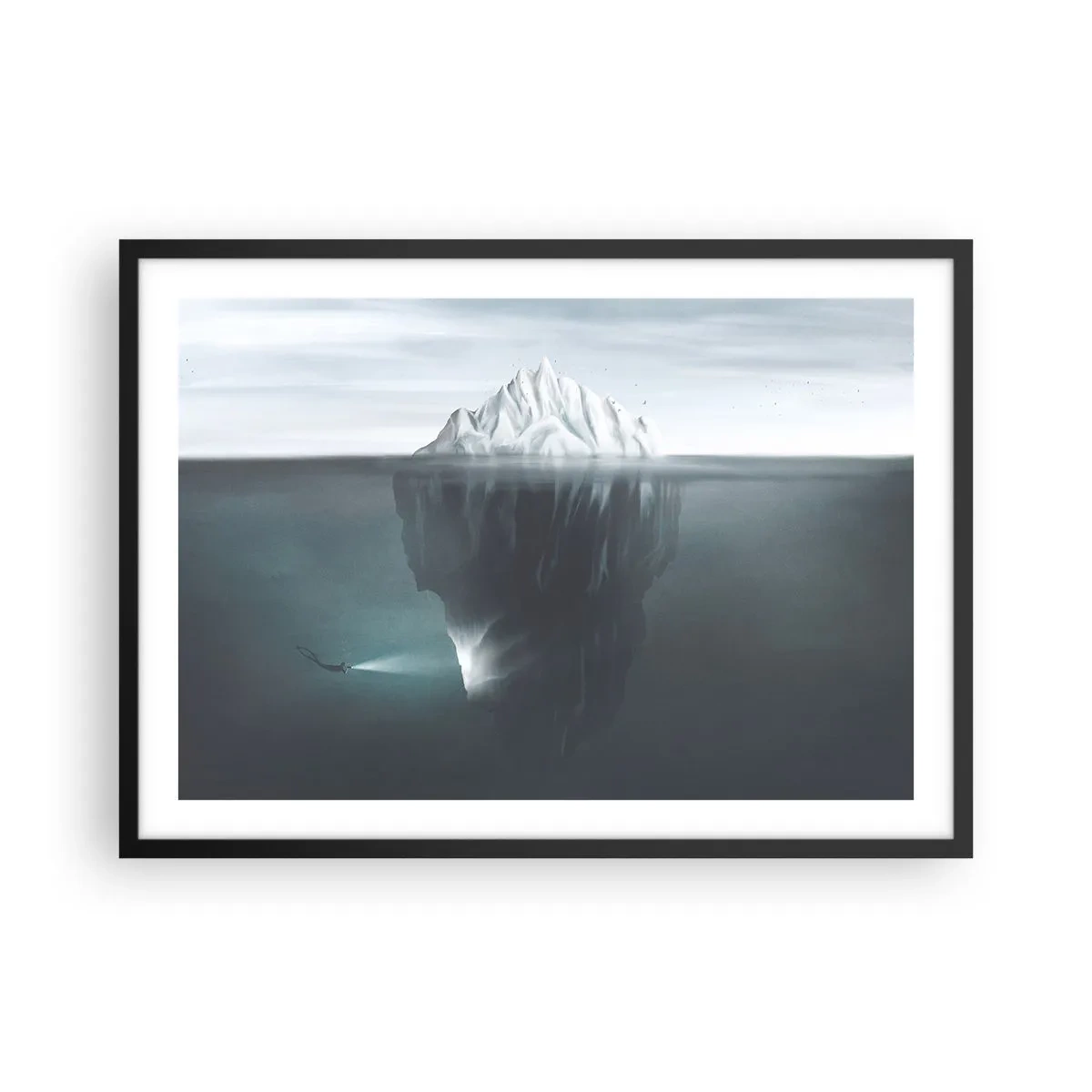 Affisch i svart ram - Undervattensmysterium - 70x50 cm