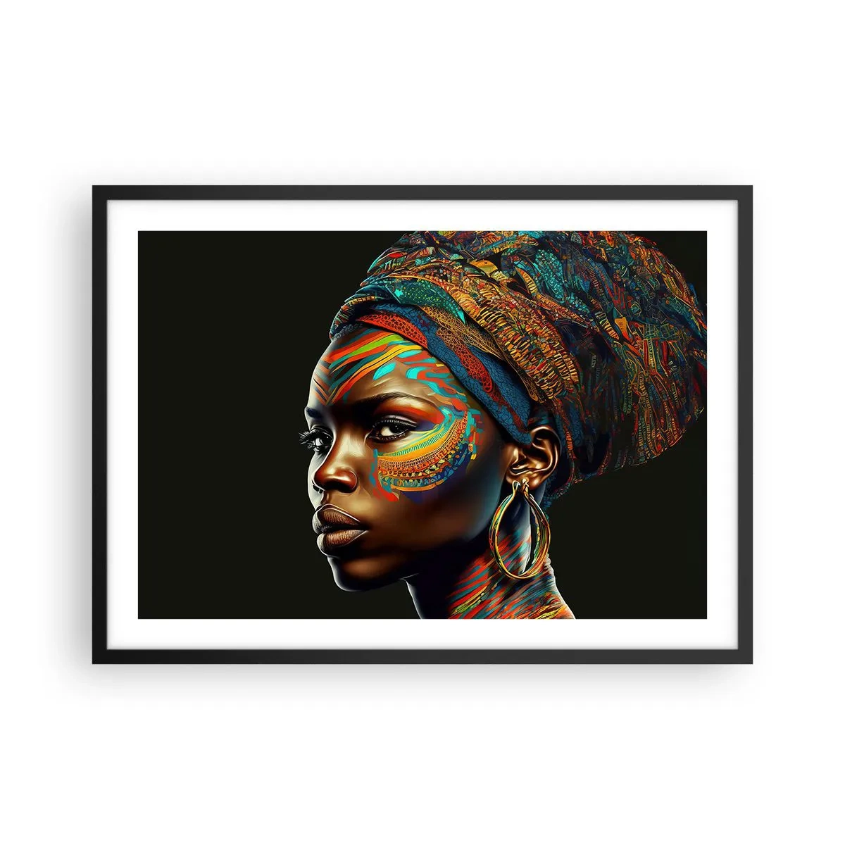 Affisch i svart ram - Afrikansk drottning - 70x50 cm