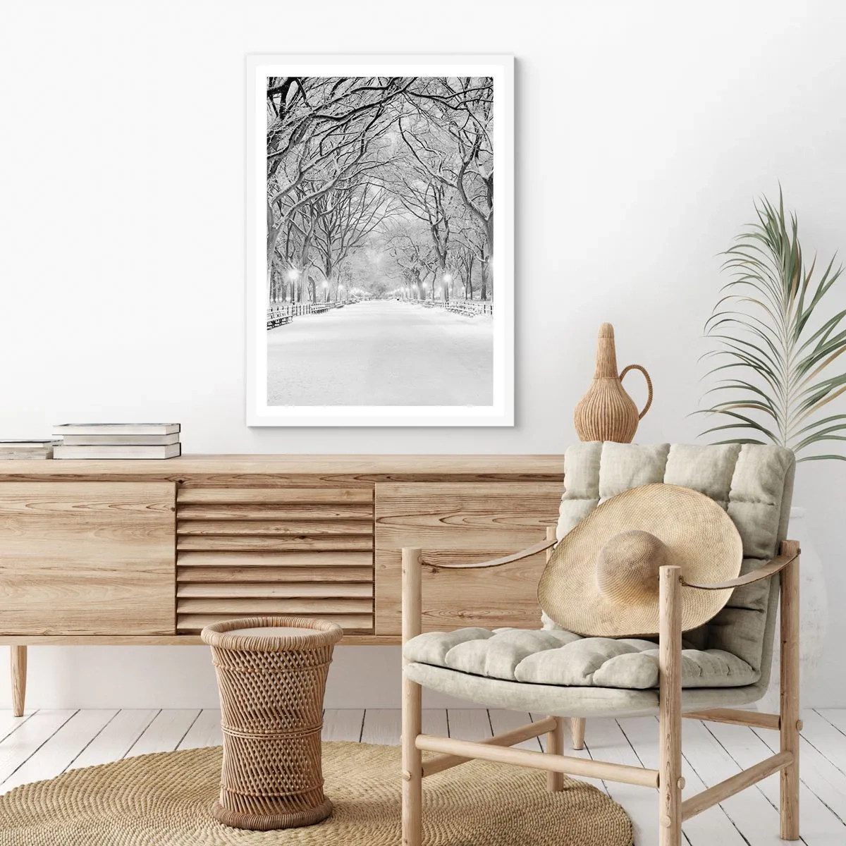 Affisch i vit ram - De fyra årstiderna - vinter - 70x100 cm