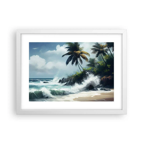 Affisch i vit ram - På en tropisk strand - 40x30 cm