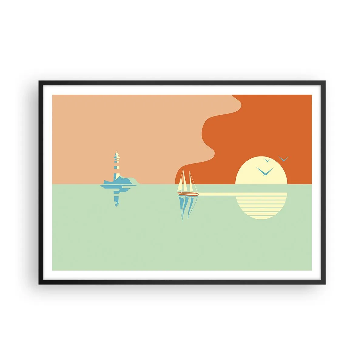 Affisch i svart ram - Perfekt havslandskap - 100x70 cm