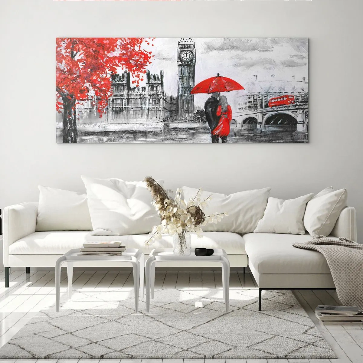 Glastavla - Bild på glas - Förälskade i London - 100x40 cm