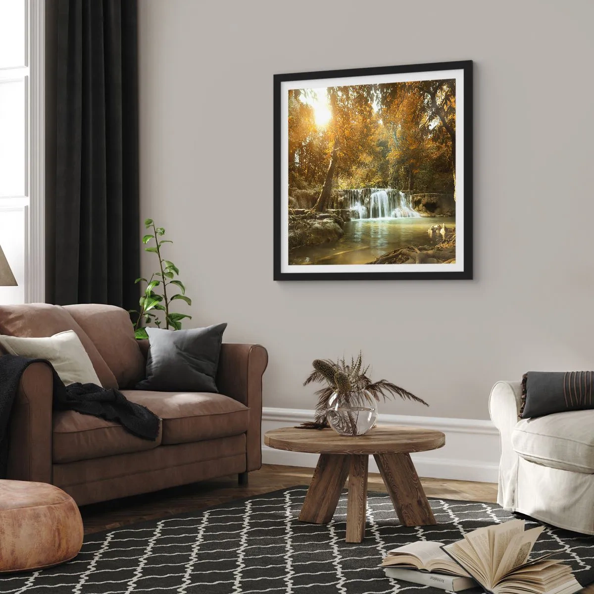 Affisch i svart ram - Parkkaskad - 60x60 cm