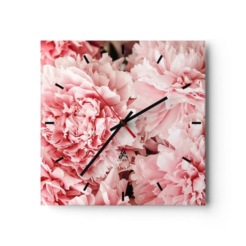 Väggklocka - Klocka på glas - Rosa dröm - 40x40 cm