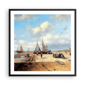 Affisch i svart ram - Efter en lyckad fångst - 60x60 cm