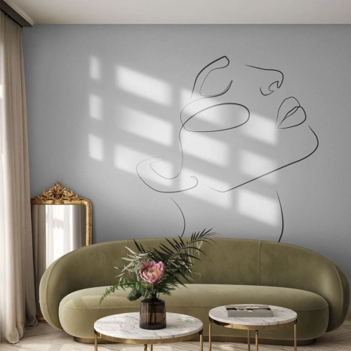 Fototapet Standard Eco - Ett minimalistiskt porträtt av en kvinna i en linje - 100x70cm - Drömmens meander - Modern väggdekoration för vardagsrum och sovrum ARTTOR