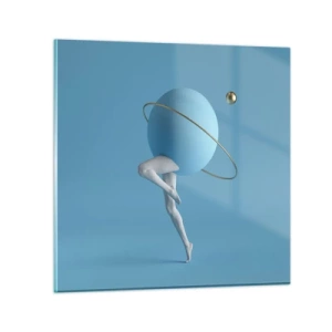 Glastavla - Bild på glas - Och planeterna blir galna - 30x30 cm