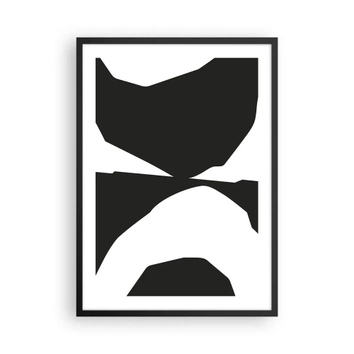 Affisch i svart ram - Abstrakt svartvit komposition - 50x70cm - Positiv-negativ - Modern väggdekoration för vardagsrum och sovrum ARTTOR