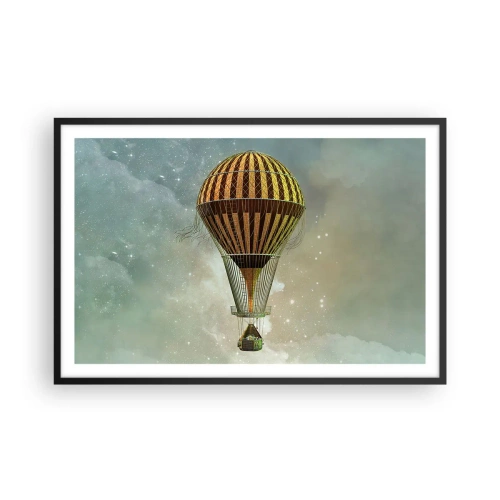 Affisch i svart ram - Banbrytande flygningar - 91x61 cm