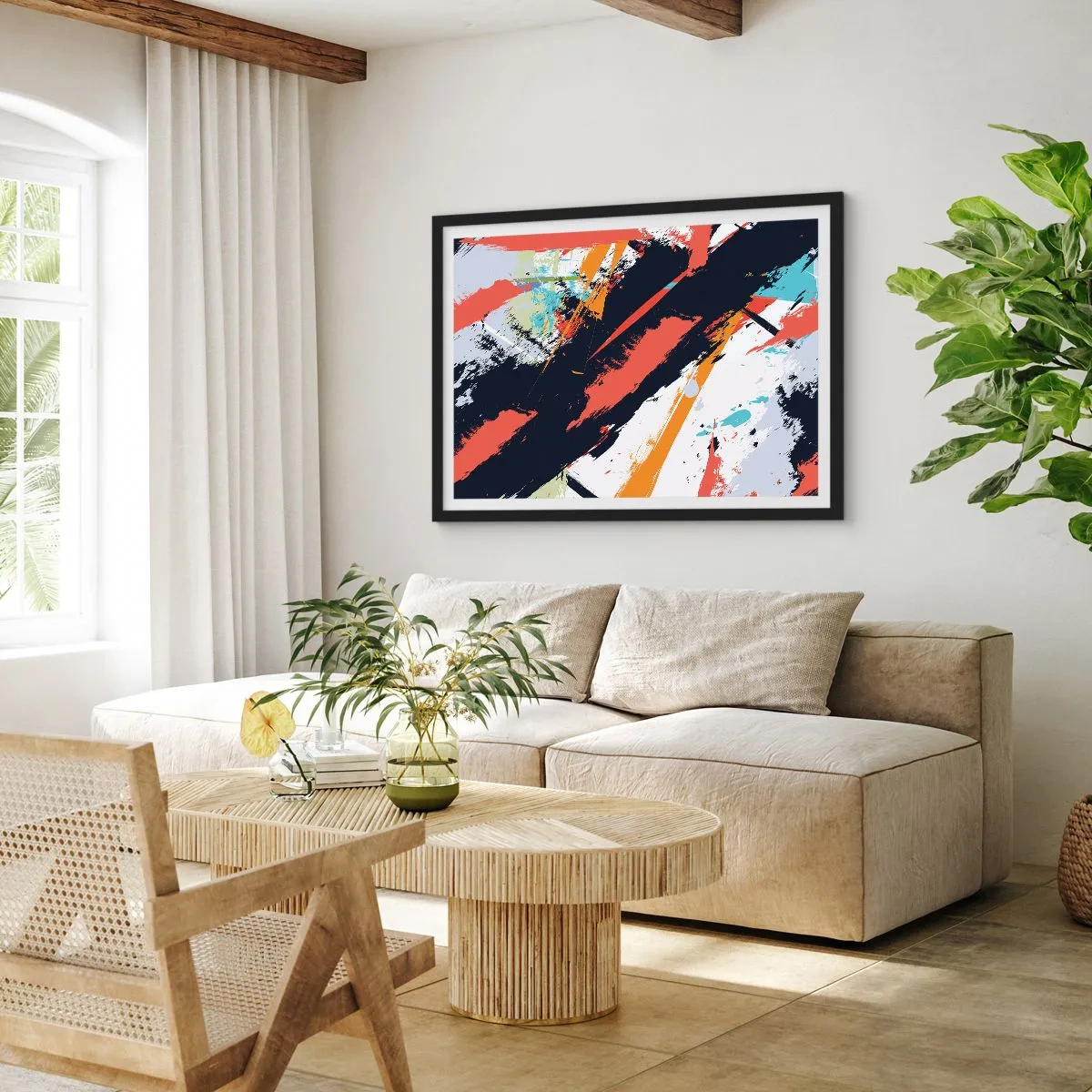 Affisch i svart ram - Dynamisk komposition - 70x50 cm