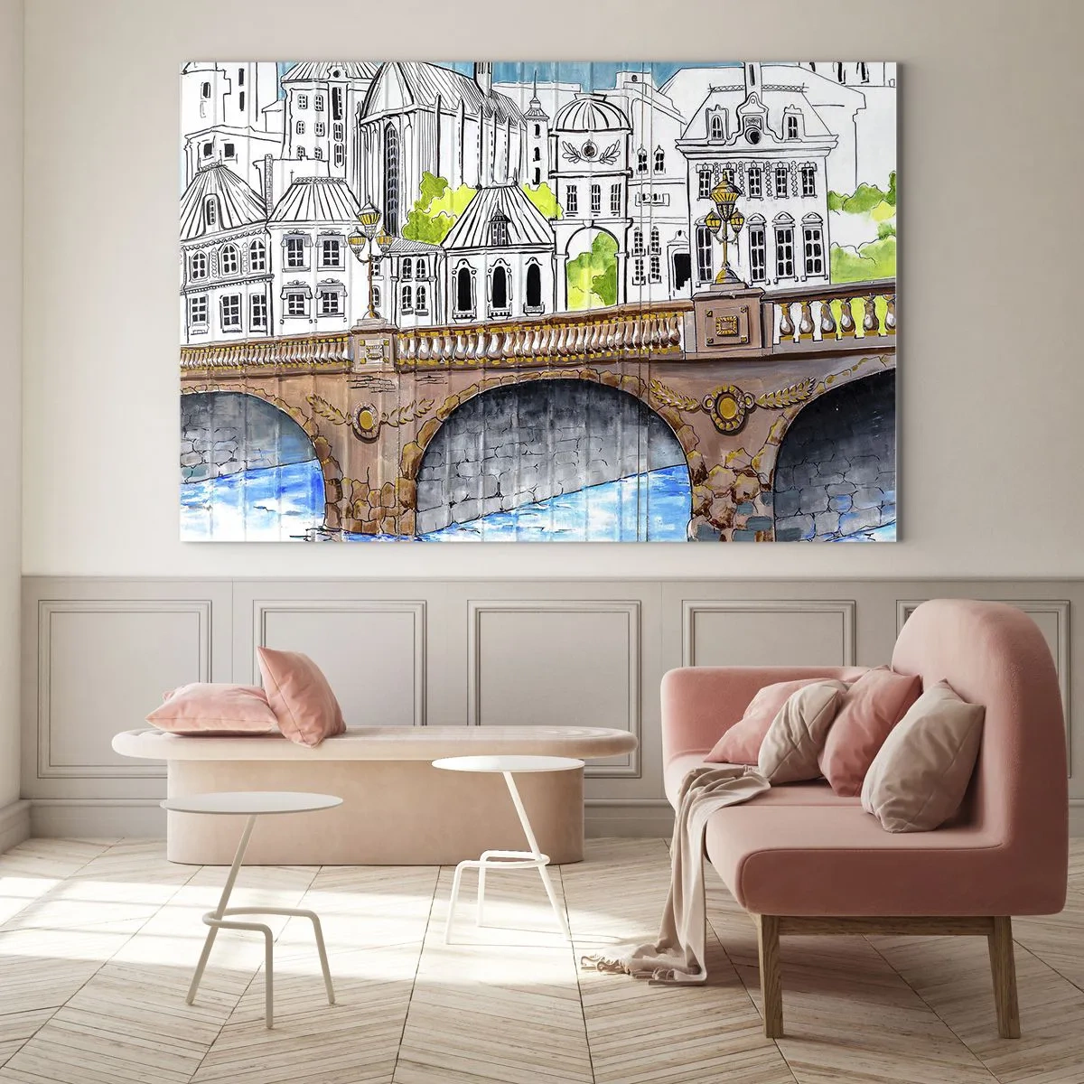 Glastavla - Bild på glas - Stad som målad - 100x70 cm