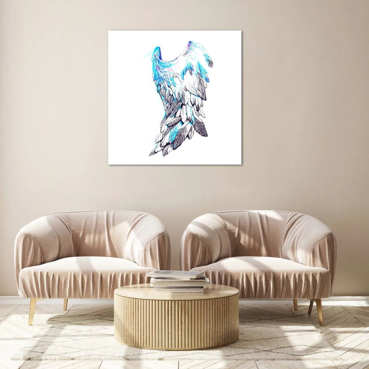 Glastavla - Bild på glas - Jag behöver vingar - 30x30 cm