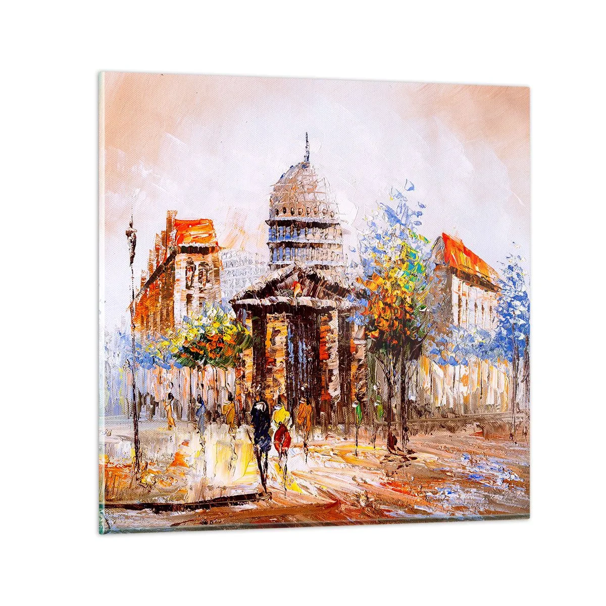 Glastavla - Bild på glas - Promenad i Paris - 30x30 cm