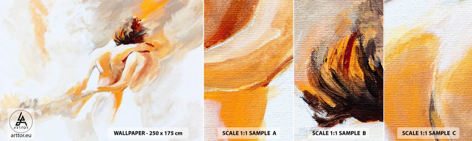 Provbit av självhäftande fototapet Deluxe Sticker - I närhetens himmel - Bit, Förälskade par, Kärlek - 100x30 cm