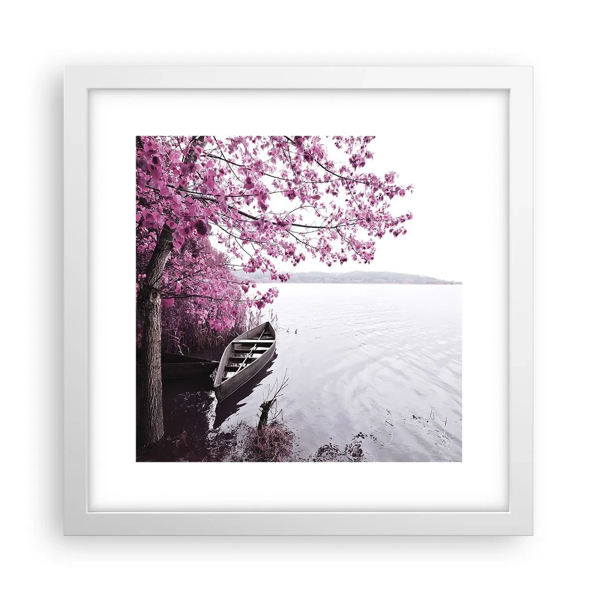 Affisch i vit ram - I rosa tystnad - 30x30 cm