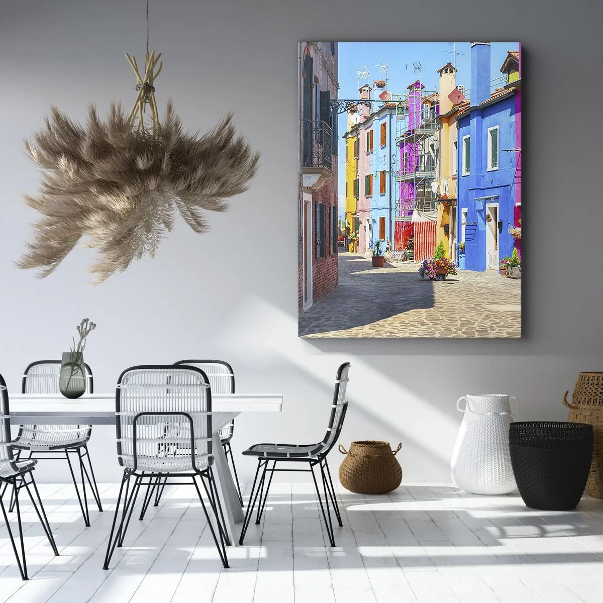 Canvastavla - Bild på duk - Papegojalik stad - 50x70 cm
