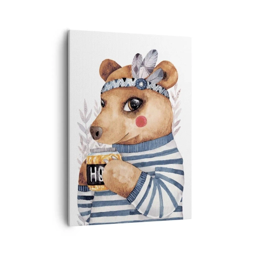 Canvastavla - Bild på duk - Söt björnfru - 50x70 cm