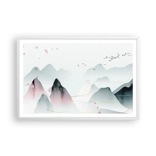 Affisch i vit ram - Över topparna - 91x61 cm
